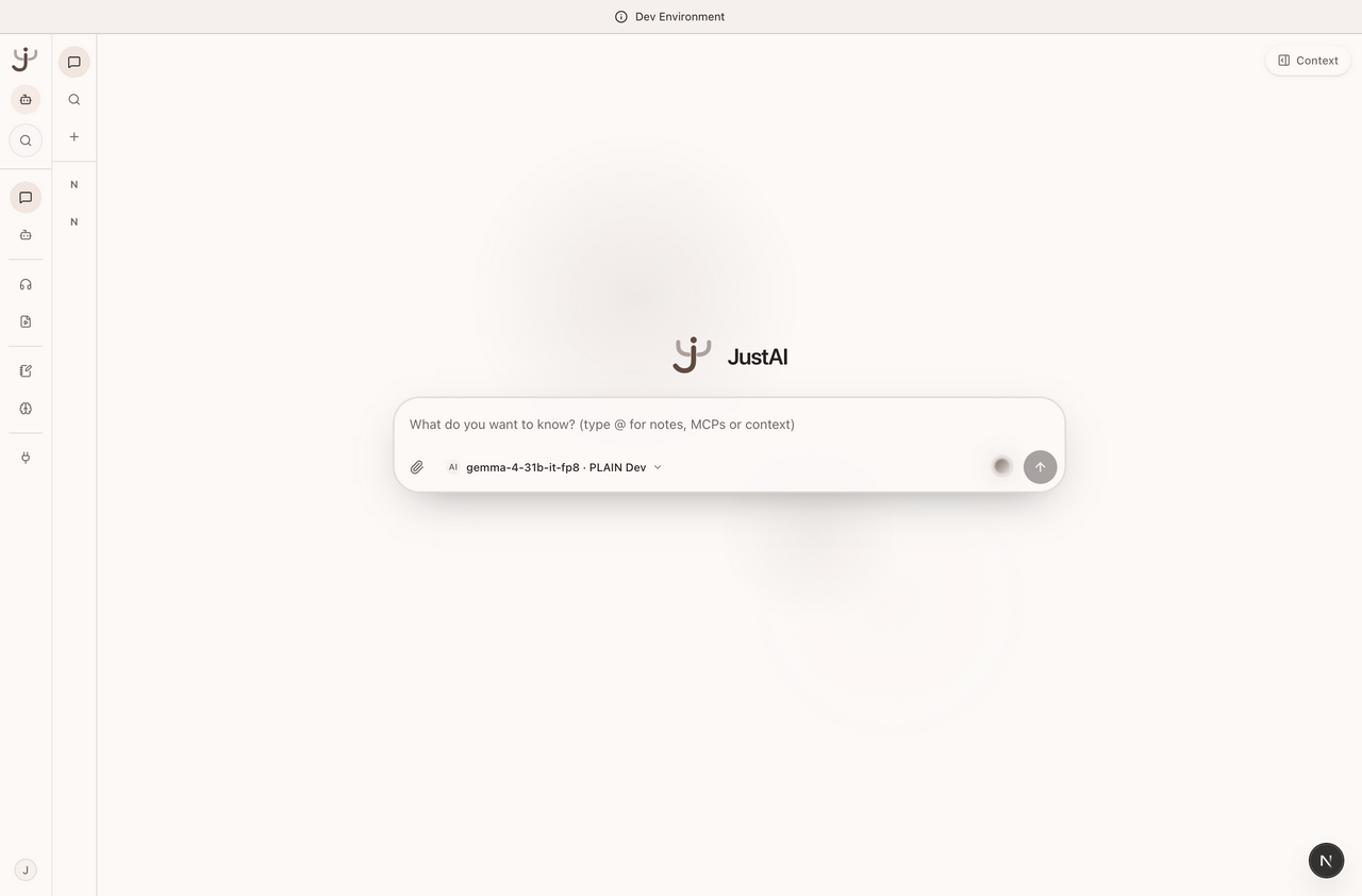 JustAI – Produktoberfläche