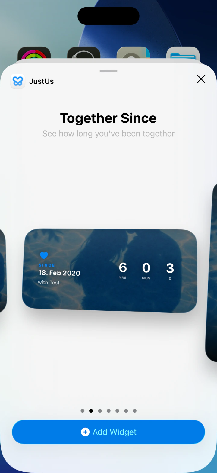 JustUs app, widgets